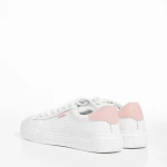 Pantofi sport dama albi cu roz din piele ecologica Ruba