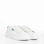 Pantofi sport dama albi cu verde din piele ecologica Ruba