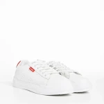 Pantofi sport dama albi cu rosu din piele ecologica Ruba
