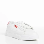 Pantofi sport dama albi cu rosu din piele ecologica Ruba
