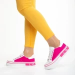 Pantofi sport dama albi cu roz din piele ecologica si material textil Calandra