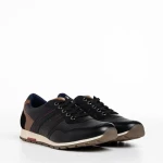 Pantofi sport barbati negri din piele ecologica Leonardo