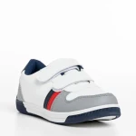Pantofi sport copii gri cu alb din piele ecologica Buddy