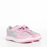Pantofi sport copii roz cu gri din piele ecologica Ponty