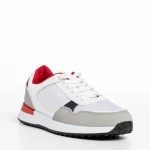 Pantofi sport barbati albi din piele ecologica si material textil Logan