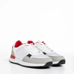 Pantofi sport barbati albi din piele ecologica si material textil Logan