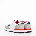 Pantofi sport barbati albi din piele ecologica si material textil Logan