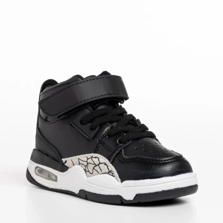 Pantofi sport copii negri din piele ecologica Jaxon