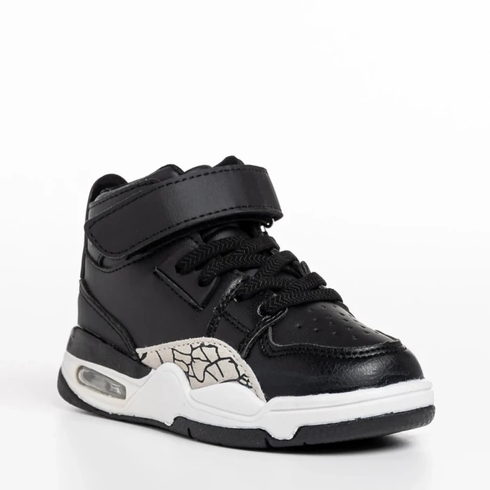 Pantofi sport copii negri din piele ecologica Jaxon