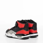 Pantofi sport copii negri cu rosu din piele ecologica Jaxon