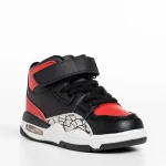 Pantofi sport copii negri cu rosu din piele ecologica Jaxon