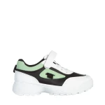 Pantofi sport copii negri cu verde din piele ecologica Rumaysa