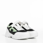 Pantofi sport copii negri cu verde din piele ecologica Rumaysa