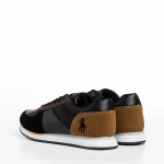 Pantofi sport barbati negri din camel din piele ecologica Ramond