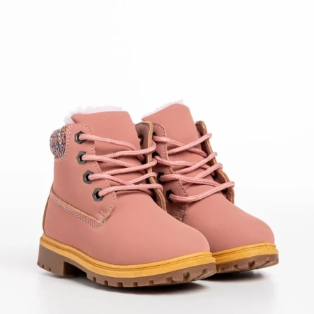 Ghete copii roz din piele ecologica Cruz