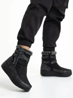 Botine dama negre din material textil Katara