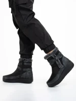 Botine dama negre din material textil Katara