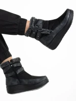 Botine dama negre din material textil Katara