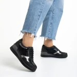 Pantofi dama casual negri din piele ecologica Kaida