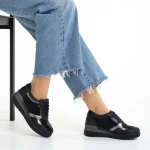 Pantofi dama casual negri din piele ecologica Kaida