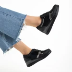 Pantofi dama casual negri din piele ecologica Kaida