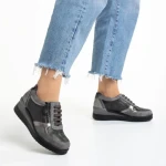 Pantofi dama casual gri din piele ecologica Kaida