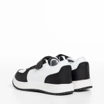 Pantofi sport copii albi cu negru din piele ecologica Ponty