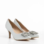 Pantofi dama argintii din material textil Rylie