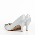 Pantofi dama argintii din material textil Rylie