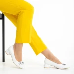 Pantofi dama albi din piele ecologica cu toc Braulia
