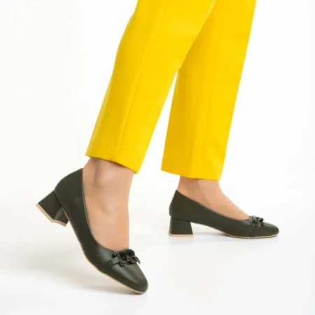 Pantofi dama verzi din piele ecologica cu toc Braulia