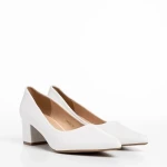 Pantofi dama albi din piele ecologica Kaz