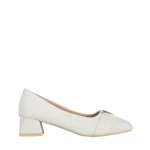 Pantofi dama bej deschis din material textil cu toc Briella