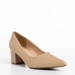 Pantofi dama bej din piele ecologica Kaz