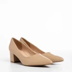 Pantofi dama bej din piele ecologica Kaz