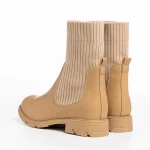 Botine dama bej din piele ecologica si material textil Camryn