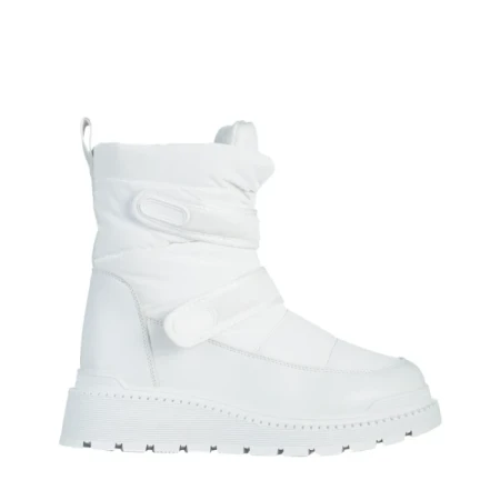 Cizme dama albe din piele ecolofica si material textil Xiomara