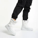 Cizme dama albe din piele ecolofica si material textil Xiomara