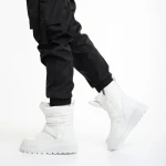 Cizme dama albe din piele ecolofica si material textil Xiomara