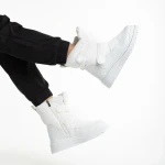 Cizme dama albe din piele ecolofica si material textil Xiomara