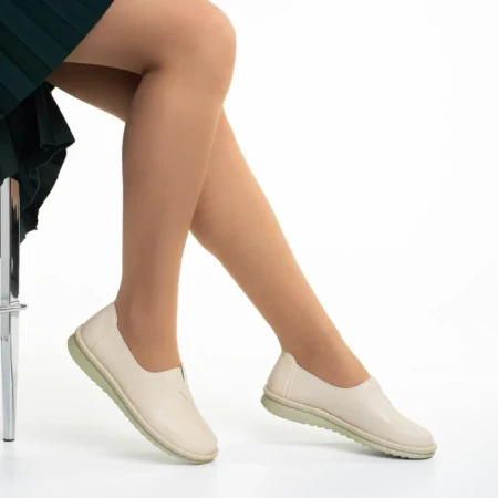 Pantofi dama bej din piele ecologica Cassia