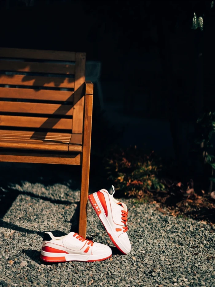 Pantofi sport dama verzi cu rosu din piele ecologica si material textil Raela