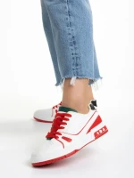 Pantofi sport dama verzi cu rosu din piele ecologica si material textil Raela