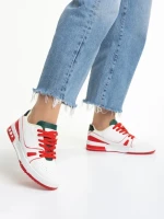 Pantofi sport dama verzi cu rosu din piele ecologica si material textil Raela