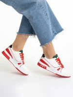 Pantofi sport dama verzi cu rosu din piele ecologica si material textil Raela