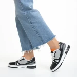 Pantofi sport dama negri din piele ecologica si material textil Raela