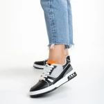 Pantofi sport dama negri din piele ecologica si material textil Raela