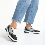 Pantofi sport dama negri din piele ecologica si material textil Raela