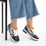 Pantofi sport dama negri din piele ecologica si material textil Raela