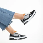 Pantofi sport dama negri din piele ecologica si material textil Raela